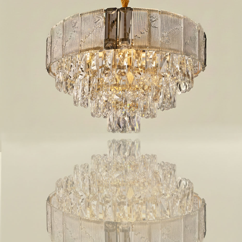 LUSTRE CRISTAL AVEC TOUCHE NOIR DESIGN MODERNE 40 cm