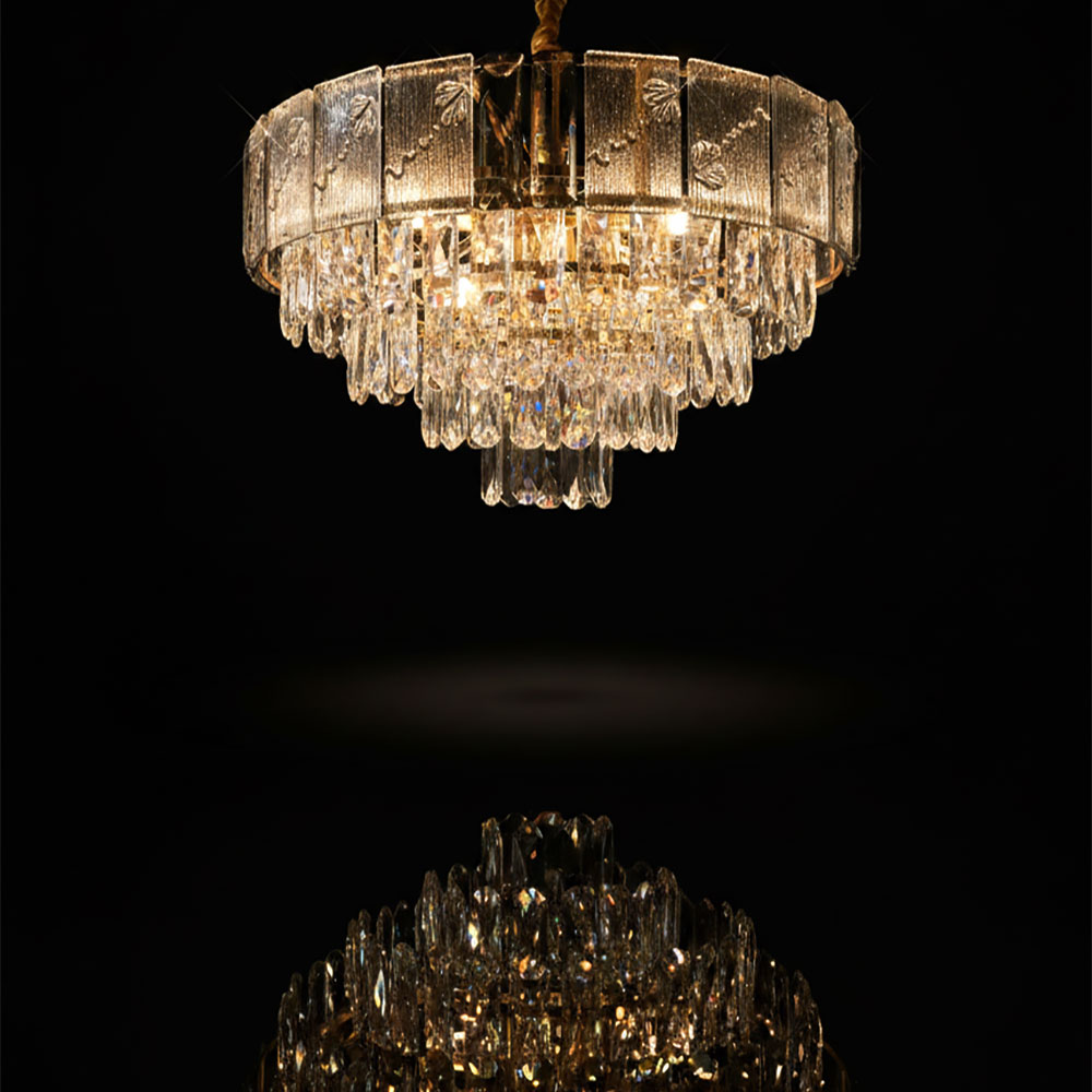 LUSTRE CRISTAL AVEC TOUCHE NOIR DESIGN MODERNE 40 cm – Image 2