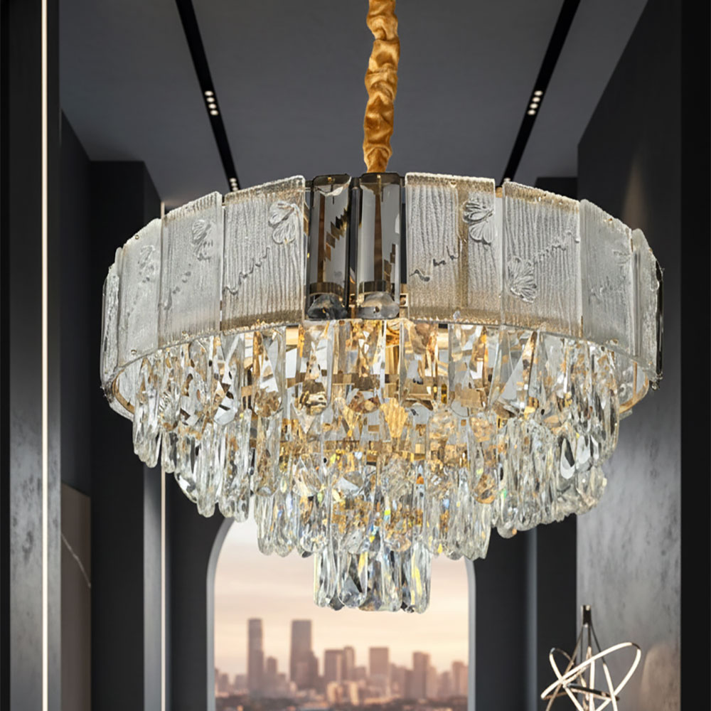 LUSTRE CRISTAL AVEC TOUCHE NOIR DESIGN MODERNE 40 cm – Image 3