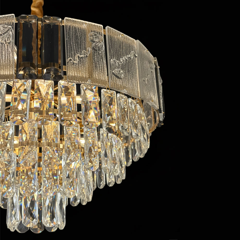LUSTRE CRISTAL AVEC TOUCHE NOIR DESIGN MODERNE 40 cm – Image 4