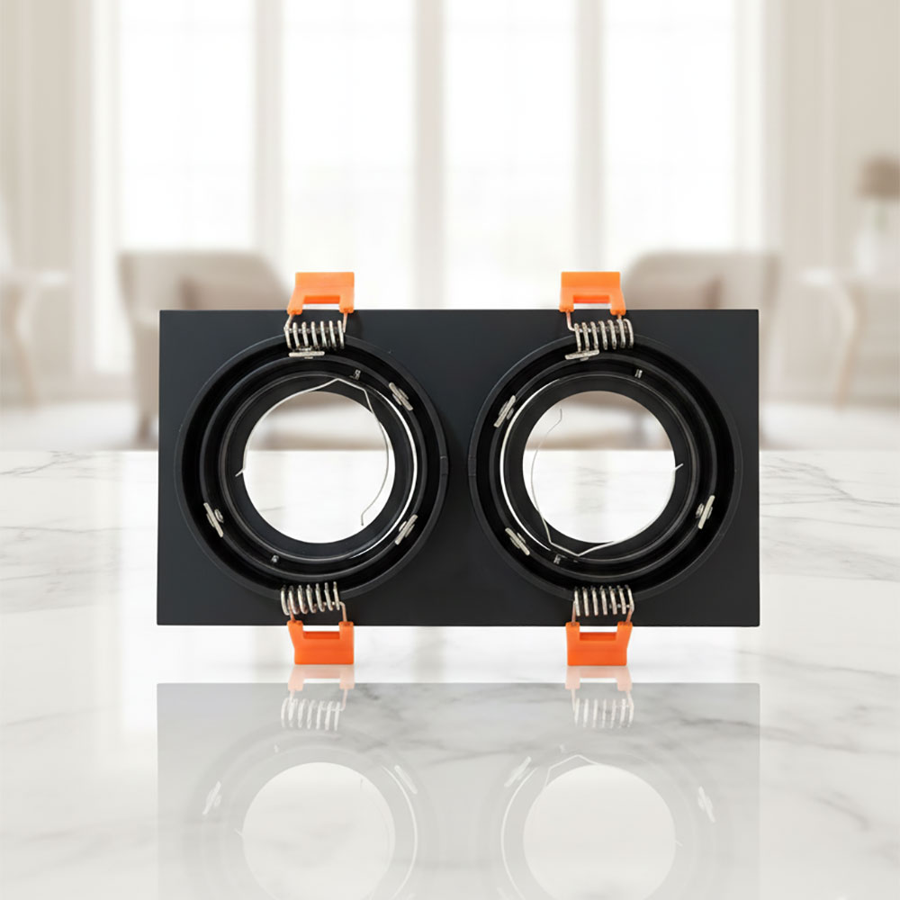 SOCLE ORIENTABLE DOUBLE CARRE NOIR/BLANC METALLIQUE – Image 3