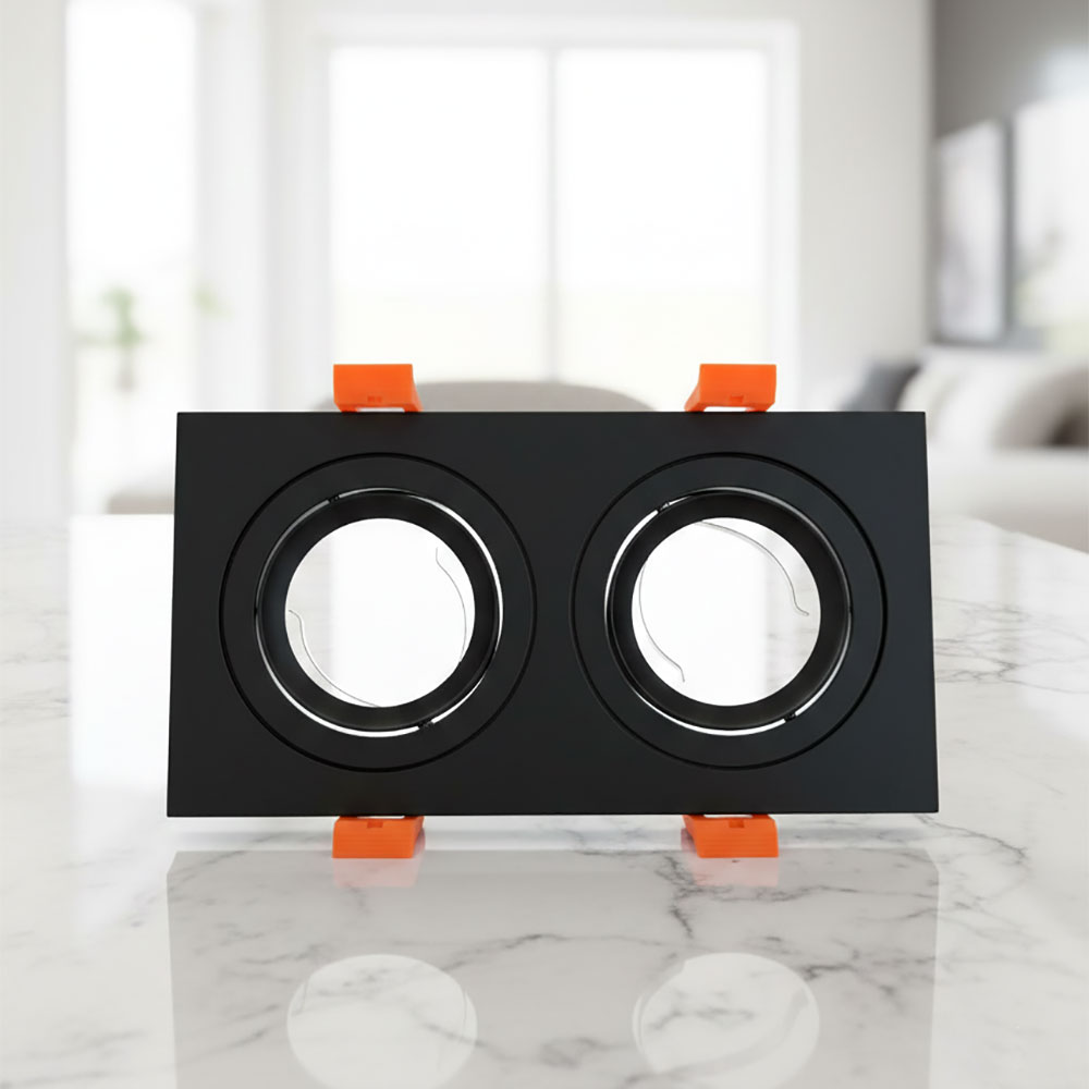 SOCLE ORIENTABLE DOUBLE CARRE NOIR/BLANC METALLIQUE