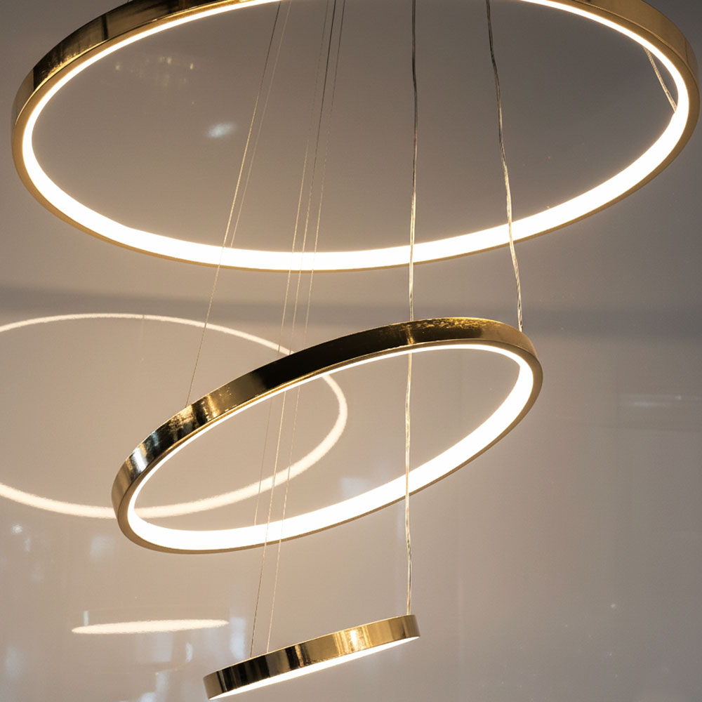 LUSTRE TRIPLE CERCLE DOREE – Image 4